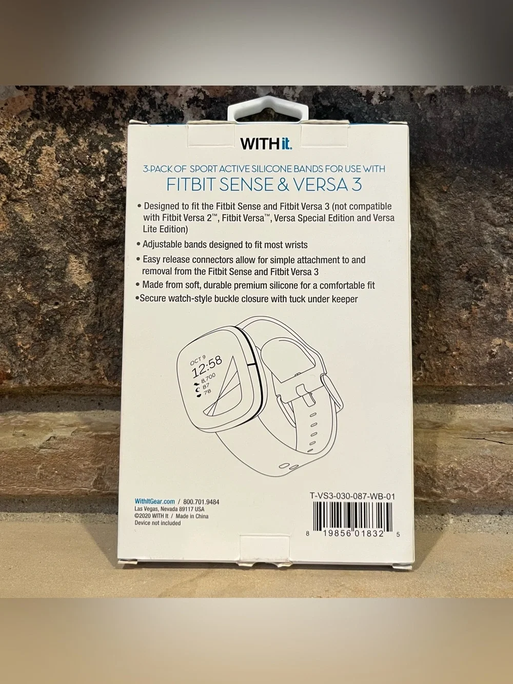 Fitbit Sense or Versa 3 Compatible 3-Pack Silicone Watch Bands from WithIt